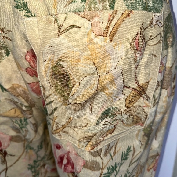 VINTAGE 100% Linen Lauren Ralph Lauren Floral Print Women's Pants 0045 - Picture 10 of 12